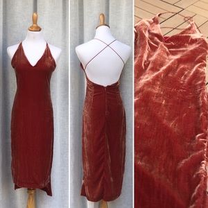 Etiquette burnt orange velvet slip dress